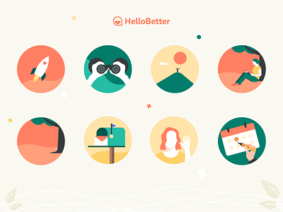 Mid-size HelloBetter illustrations app branding course design graphic design health icon illustration logo medical medicine mental neel prakhar psychotherapist search sharma ui ux web