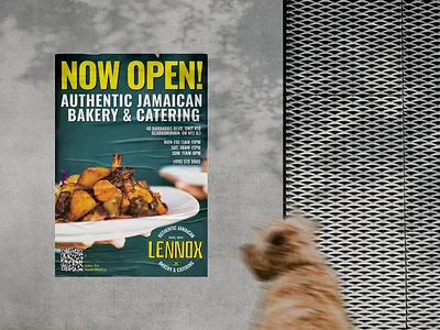 "Now Open" Poster for Lennox Bakery and Catering branding design illustration logo typography vector