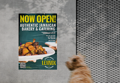 "Now Open" Poster for Lennox Bakery and Catering branding design illustration logo typography vector