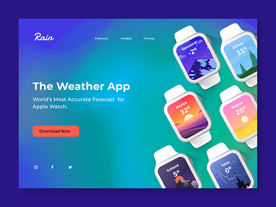 Maratón UI -02 Weather app apple watch clima fortecast rain smart watch temperature time predictor ui weather