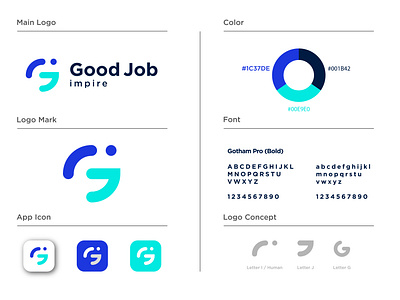 Good Job - Logo Design Concept brand identity branding concept creative design designer portfolio designs g letter human i letter j letter job letter logo logo logo designer modern office person smile work