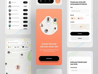 Circle Mobile App Animation animation animation design card circle community form home screen map mobile mobile animation mobile app mobile interaction mobile prototype principle product design prototype prototyping social media social network ui