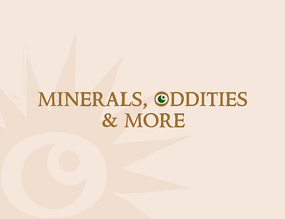 Minerals, Oddities & More Wordmark branding icon logo typography vector