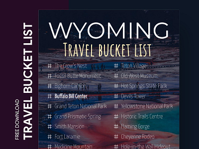 Wyoming Travel Bucket List Free Google Docs Template bucket bucketlist checklist doc docs document goals google list print printing template templates to do to do list tourism travel traveling voyage wishlist