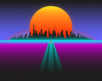 retro wave and synthwave banner