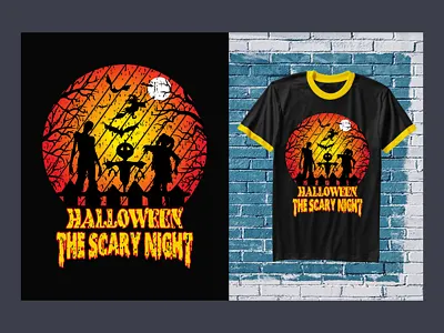 Halloween Scary Night T-Shirt Design Template scary night t shirt template