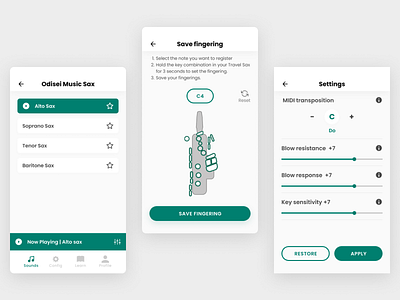 02 Odisei Music App - Reinventing the saxophone app design music music app odisei odisei music redesign saxofon saxophone ui ui design