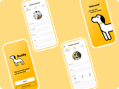 Case Study: Buddy (A dog walking app) adobe illustrator app brand branding design dog dribbble flat graphic design icon logo product product design ui ux vector