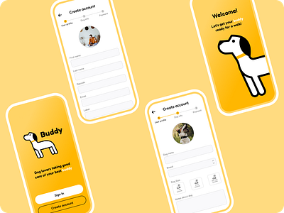 Case Study: Buddy (A dog walking app) adobe illustrator app brand branding design dog dribbble flat graphic design icon logo product product design ui ux vector