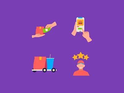 Food Delivery Service Illustrations app delivery design flat flat design flat illustration food illustration mobile service