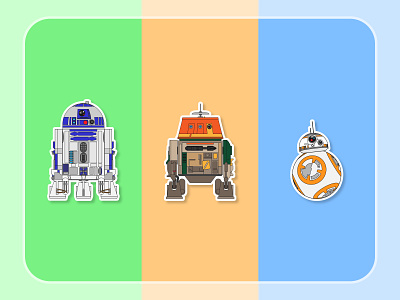 Droid Stickers bb 8 chopper design droids graphic design illustration practice r2 d2 star wars vector