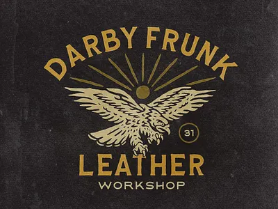 Darby Frunk Leather american angonmangsa badges branding design eagle graphicdesign hand drawn illustration leather logo motor tshirt vector vintage vintage design
