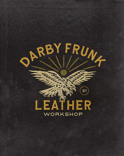 Darby Frunk Leather american angonmangsa badges branding design eagle graphicdesign hand drawn illustration leather logo motor tshirt vector vintage vintage design