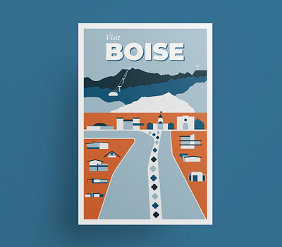 Boise vintage travel poster boise idaho illustration mid century mid century modern midcentury midcenturymodern poster poster design travel poster vector vector art vector illustration