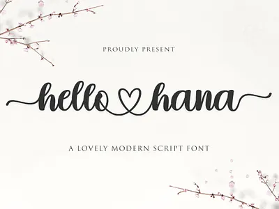 Hello Hana Script 3d branding graphic design logo modern script wedding