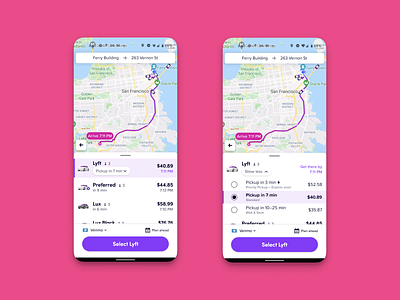 Lyft Mode Selector Modifiers UX bikeshare configure design innovation lyft modifiers modify new ride rideshare select space sub ux