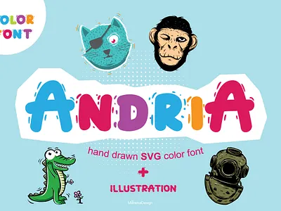Andria ( Hand Drawn SVG Color Font ) illustration logo otf