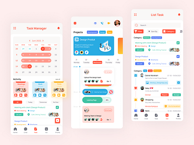 Task Manager App - Mobile dashboard design list mobile app mobile design plan project reminder role schedule task task manager ui