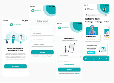 #Doctor Consult App 3d effects app branding cardiology color consult doctor gastrology ghaphic image login signup logo psychology