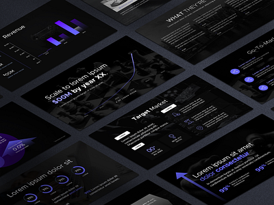 eSports / Gaming Pitch Deck Template arrow chart dark esports game development gaming gradient graph isometric keynote mobile gaming mockup mockup template pitch deck powerpoint presentation presentations purple slides video game