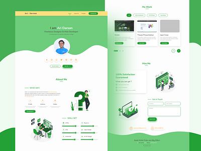 Portfolio Website with Green Color branding design graphic design graphicdesign illustration logo typography ui ux vector