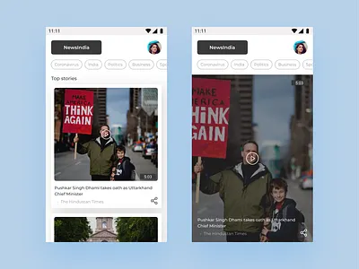 Video-based News App app black figma india minimal mobile mobile app new news today ui uiux user experience userinterface ux video visual design