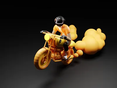 Biker 3d 3d art 3d design 3d illustration 3d model bike black black and white blender blender3d cafe racer cartoon character design daily design graphic design illustration inspiration lighting rider