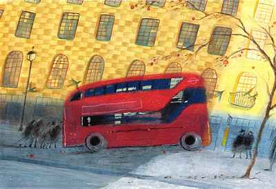 London bus in September bus city color colorful colorpencil colour colourful colourpencil cozy handpainted handpainting london mixed media mixedmedia painting red yellow