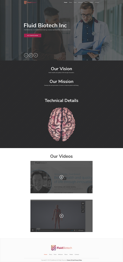 Design a web page for a ground-breaking brain medical technology clean medical medicalequipment minimalist professional simple web page