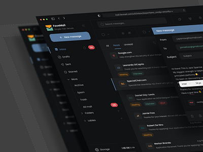 Favemail - Mailbox Application - Dark mode 🌚 application clean dark dashboard design figma mail mobile modern popular product ui ux website