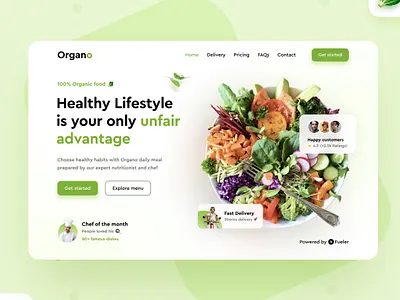 Organo UI Design 🥬 app design design food fresh green green food healthy food light mode organic product design restaurant ui uidesign uiux ux uxdesign web development webapp webdesign website