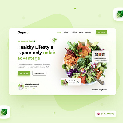 Organo UI Design 🥬 app design design food fresh green green food healthy food light mode organic product design restaurant ui uidesign uiux ux uxdesign web development webapp webdesign website