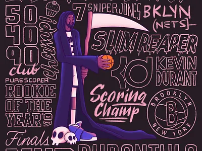 Basketball Alphabet: E is for Easy Money basketball illu illustration kevin durant lettering nba sports typography