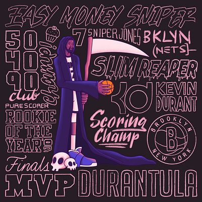 Basketball Alphabet: E is for Easy Money basketball illu illustration kevin durant lettering nba sports typography