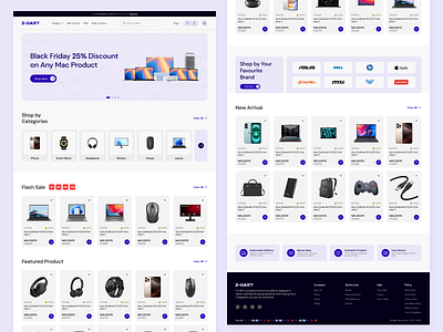 Retail Store Website UI Design - Z-CART clean design digital product e commerce platform e commerce website e commerce website uiux gadget landing page online shopping retail store ui ui design uiux design ux research visual design website