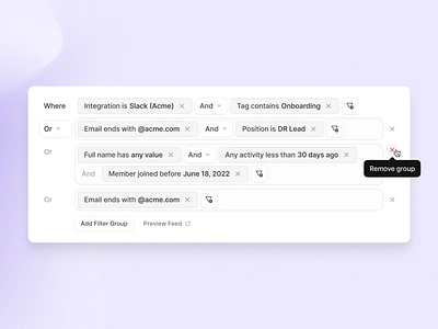 Filters Popover with Filter Groups & Logical Operators filters