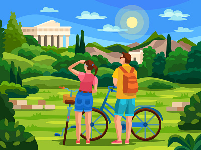 Temple of Hephaestus art athens cartoon colorbook coloringbook design digital digitalart flat graphic design greece illustration mobile game nature temple ui vector