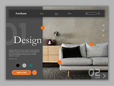 Furniturer. - Website concept 3d branding design figma flat furniture furniture web page graphic design hero section home page illustration interior design logo photoshop ui uidesign ux web design web page website