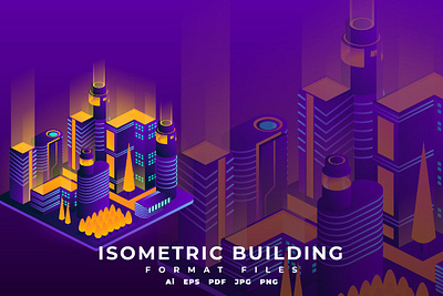 Isometric Building 3d animation 3d art 3d illustration app building city graphic graphic design graphics illustration isometric landing landing page modern neon night office page town website