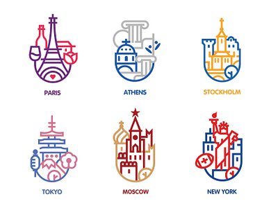 Landmarks - Travel Icons city design graphic design icon illustration landmark logo travel ui ux vector vector illustration world