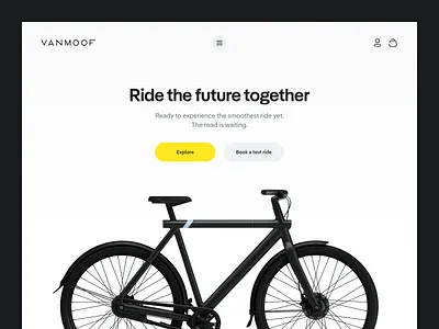 VanMoof Hero Header Concept / E-Bike Shop 2021 design adobe xd bike clean clean design concept e bike header hero landingpage light theme minimal shop simple typography ui ui design ux ux design webdesign