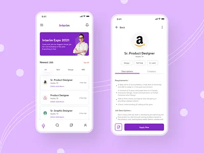 Interim Job Finder App app design job finder job portal minimalist mobile design ui ui design uidesign ux design