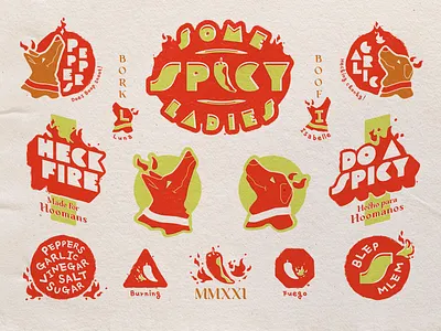 Some Spicy Ladies Hot Peppers branding doggo hooman hot peppers illustration illustrator logo pickles typography vector