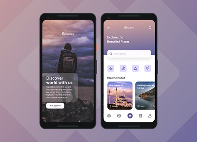 Travel Mobile App Gradient UI Design clean design design gradient design illustration minimal mobile app mobile app design mobile design travel app design typography ui ui design ux