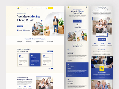 Moving Service Company Responsive Website courier company courier service delivery website homepage interface design landing page move moversservice moving moving app responsive responsive website shipping storage transportation ui ui ux design web design website