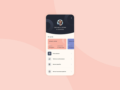 Health insurance mobile app ui