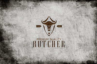 Butcher shop logo emblem for design cow