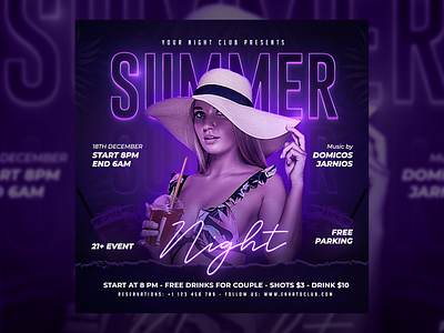 Summer Party Flyer Template PSD after work party artist club design dj flyer flyer template ladies party night club summer template