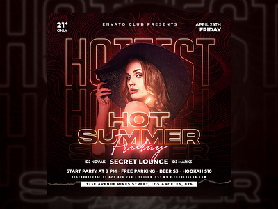 Summer Party Flyer Template PSD after work party artist club design dj flyer flyer template ladies party night club summer template tropical urban