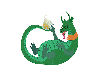 Partying dragon beer cartoon character design dragon fantasy illustration illustrator vector